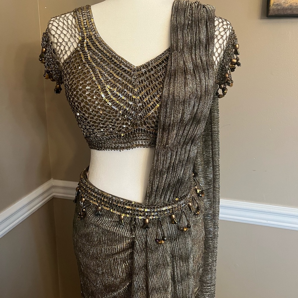 Gold bronze lehenga saree sari Indian outfit Bollywood Indian wedding